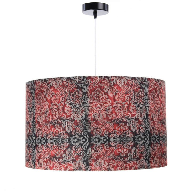 1 - Light Black Drum Pendant, 107cm H x 40cm W x 40cm D