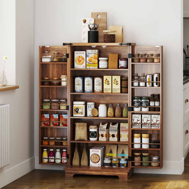 Armoire de cuisine avec tablettes réglables brun, Naturel