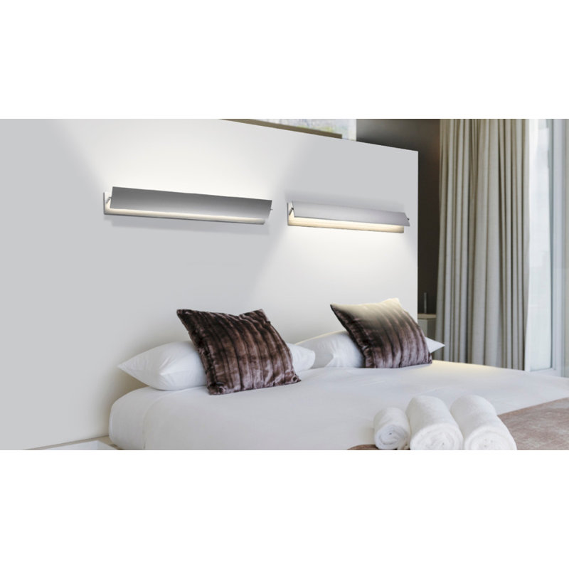 Aileron LED Armed Sconce, Bright Satin Aluminum, 4" H x 24" W x 4.75" D