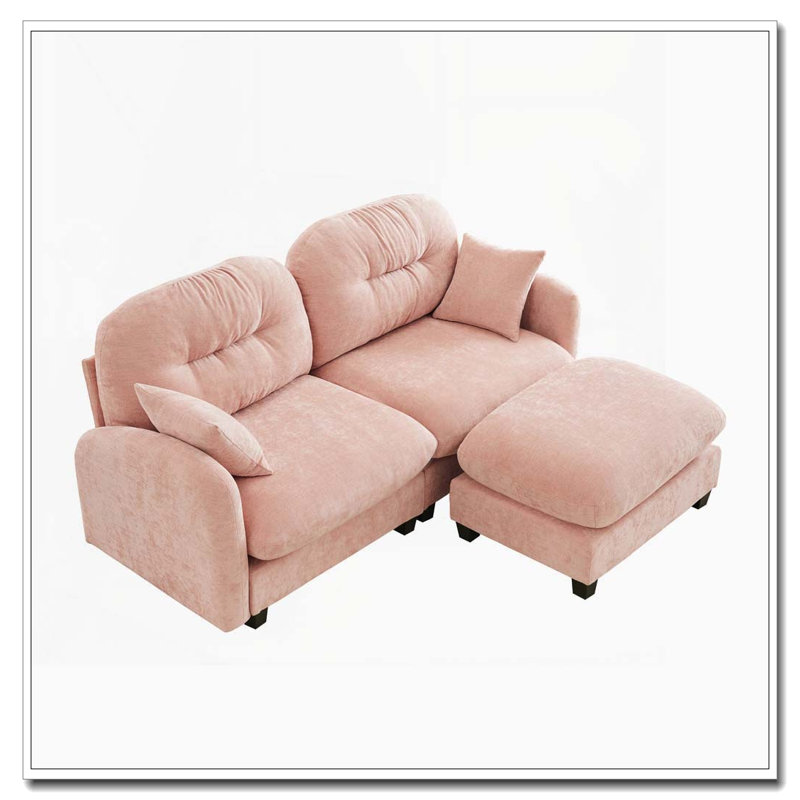 Canapé modulaire Cloud avec accoudoirs en tissu chenille, conception plissée matelassée, conception ergonomique, mousse haute densité, accoudoirs élégants, base en bois de haute qualité