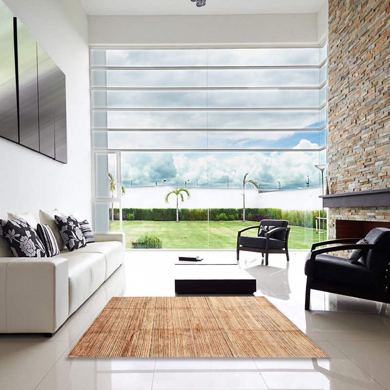 Tapis contemporain brun, Carré 7 pi x 7 pi
