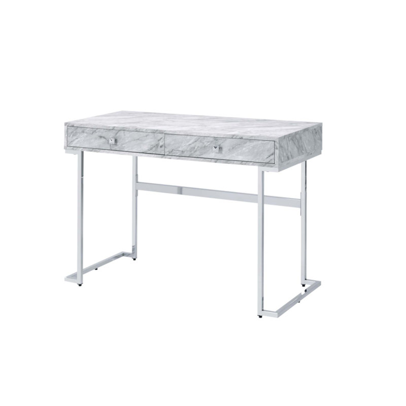 Bureau en faux marbre et bureau en chrome avec tiroirs spacieux pour espaces de travail modernes Tigress