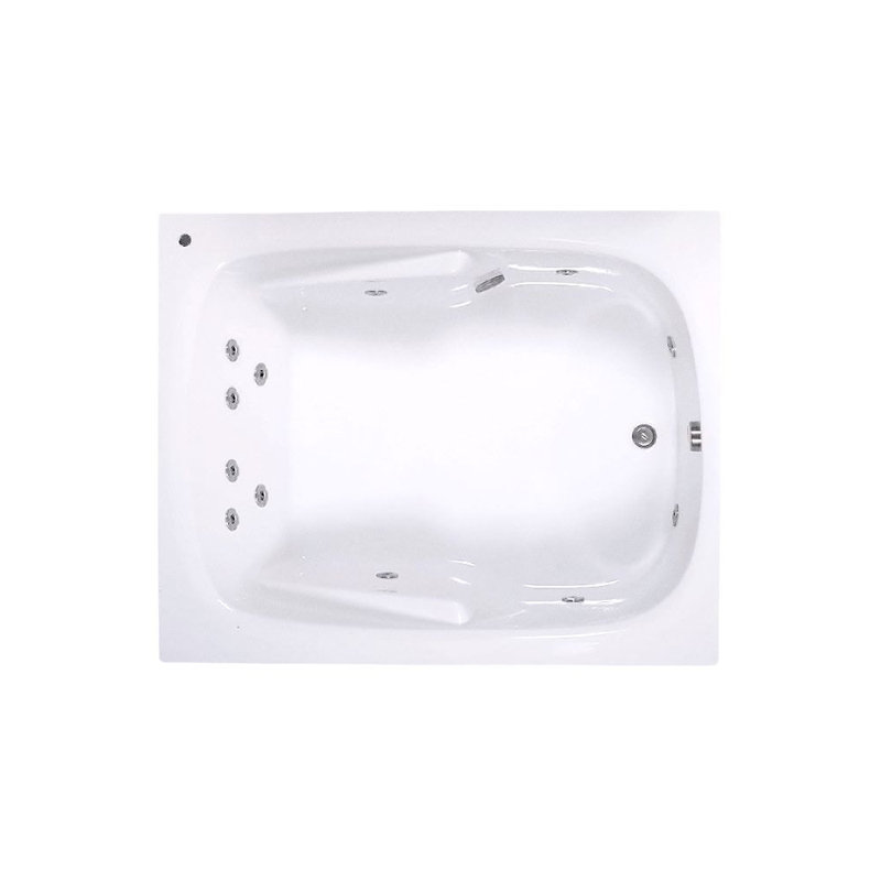 60" L x 48" W Drop-in Whirlpool Acrylic Bathtub with Reversible Drain in White