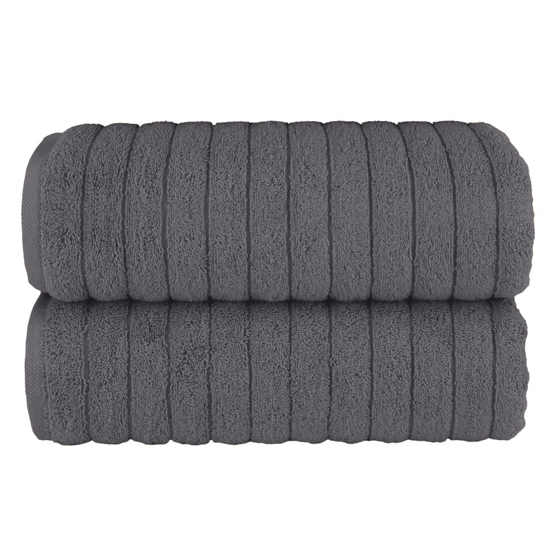 Elegant Comfort 100% Turkish Cotton Corduroy Ribbed Luxury Soft 2 Pack Bath Towels 27 X 54 Inch -  Plush, Absorbent, Quick Dry, Hotel Spa Quality Towels For Bathroom Essentials