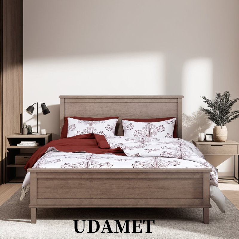 Platform Bed with Ample Under-Bed Storage and Mid-Century Tapered Legs – No Box Spring Needed, Brown, King