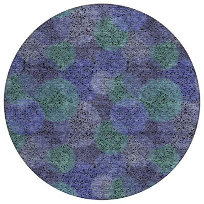 Tapis rond lavable à pois 8 po