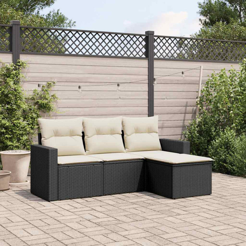 Ensemble de canapé de jardin Vidaxl noir, blanc crème