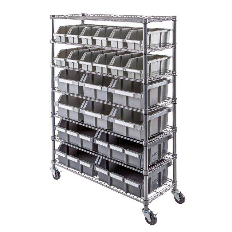 Heyward Commercial 7 Shelf Bin Rack Storage System WFX Utility