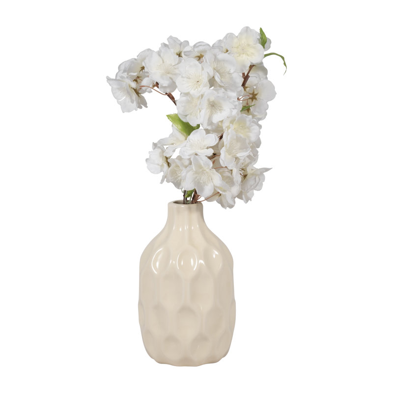 Vase alvéolaire en céramique alvéolaire de 8 po - Décoration de table contemporaine ivoire pour la maison ou le bureau - Décoration de centre de table de mariage - Idée cadeau facile