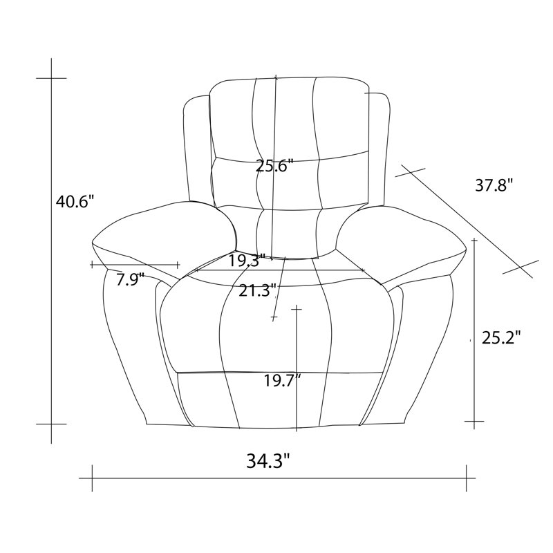 Fauteuil inclinable manuel en cuir 34,2 po Adele, Brun