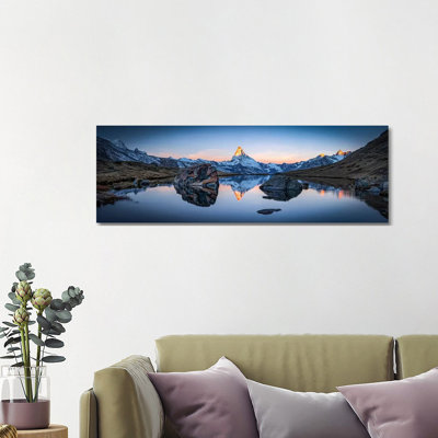 Stellisee And Matterhorn Panorama by Jan Becke - Wrapped Canvas Panoramic Print
