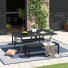 Ensemble de salle à manger de patio avec table rectangulaire et bancs