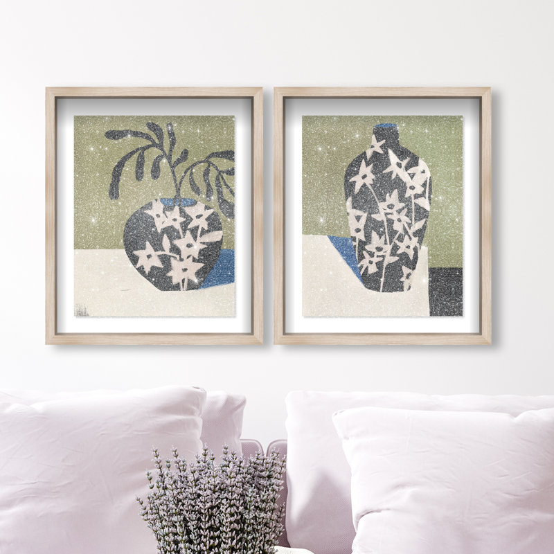 Noir Vase Set Set by Oliver Gal, 51"H x 43"W, Natural Oak Shadowbox