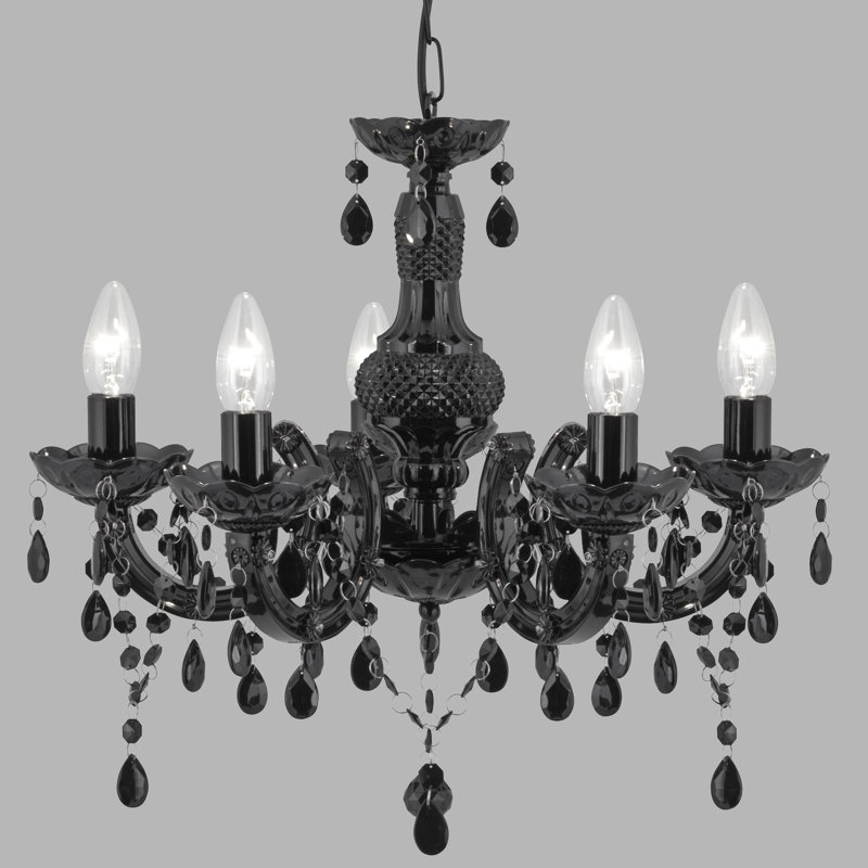 Kelly 5 - Light Candle Style Chandelier, Black
