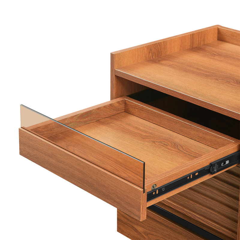 Table de chevet moderne Mid-Century avec station de charge et lumières DEL (Comprend seulement la table de chevet), Jaune