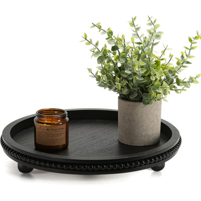Plateau décoratif en bois perlé pour table basse, centre de ferme rustique avec bord perlé unique, plateau de service en bois durable pour la décoration intérieure
