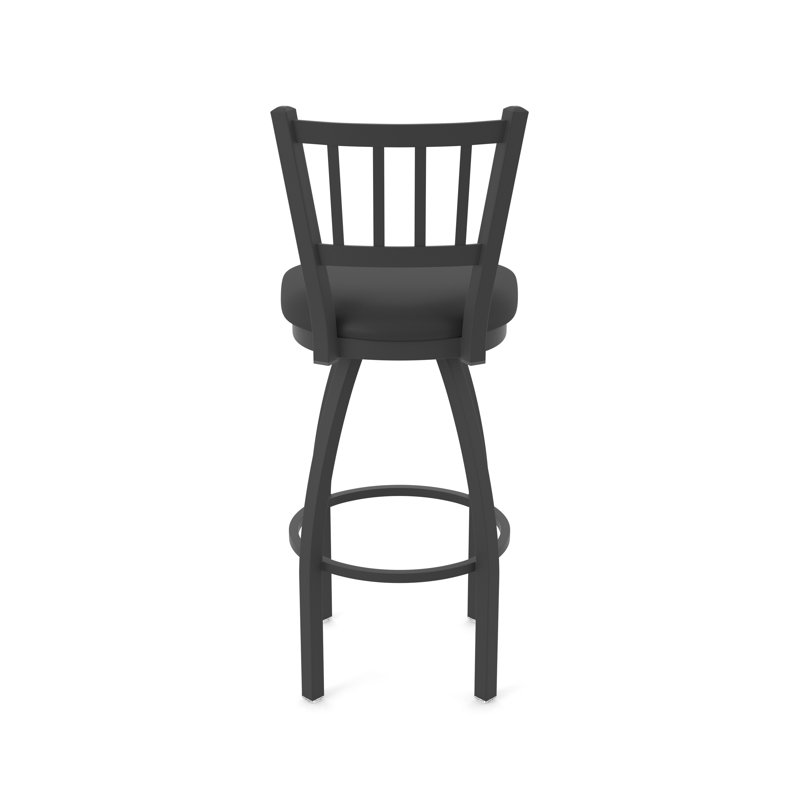 Tabouret pivotant 810 Contessa, Vinyle - vinyle noir, Noir froissé, Tabouret de comptoir (siège d'une hauteur de 25 p