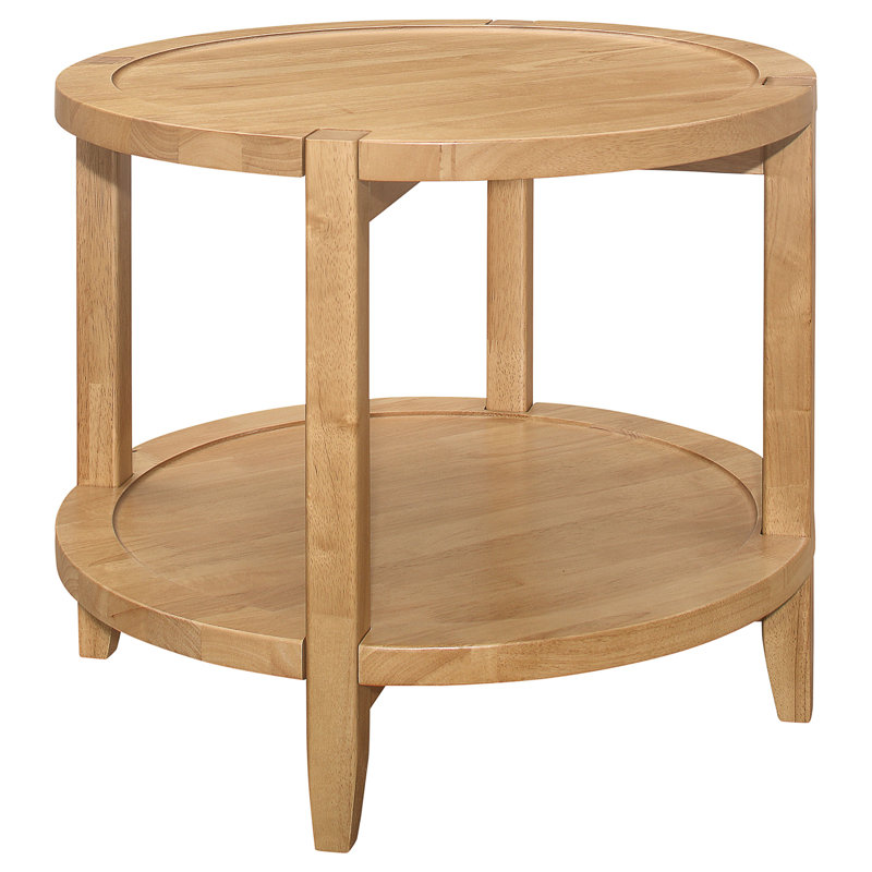 Table de bout ronde en bois d'érable et brun massif - Table d'appoint de salon | Idée de cadeau