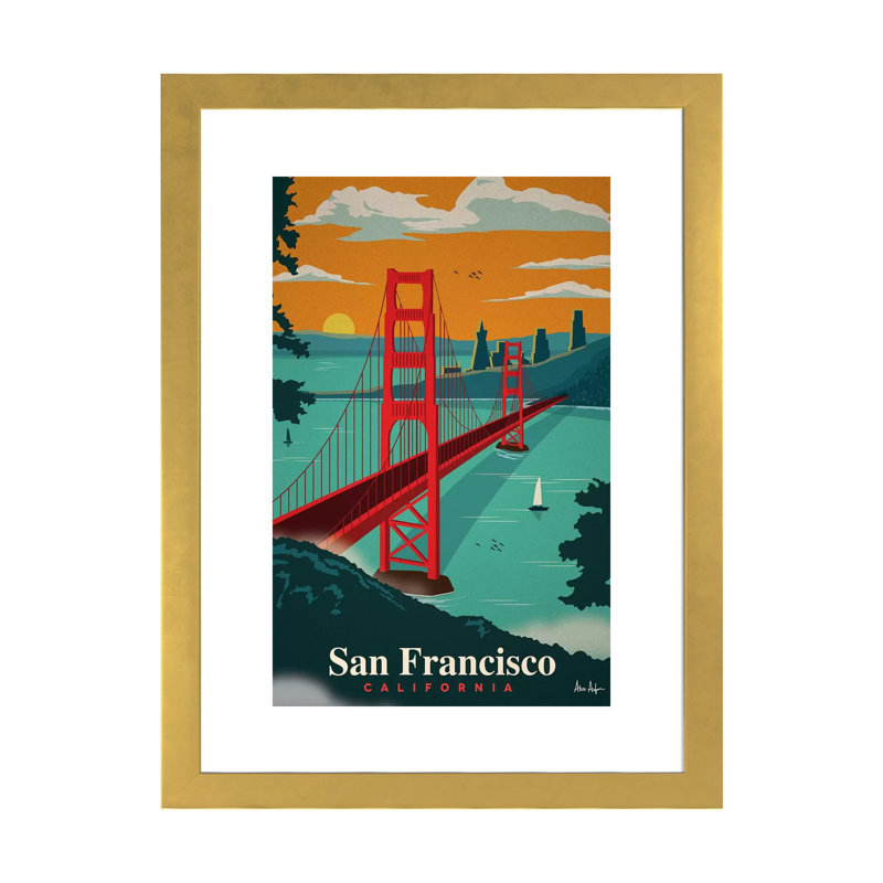 «San Francisco» par IdeaStorm Studios - reproduction d'art graphique à cadre flottant, H 24 po x l 16 po x P 1 po