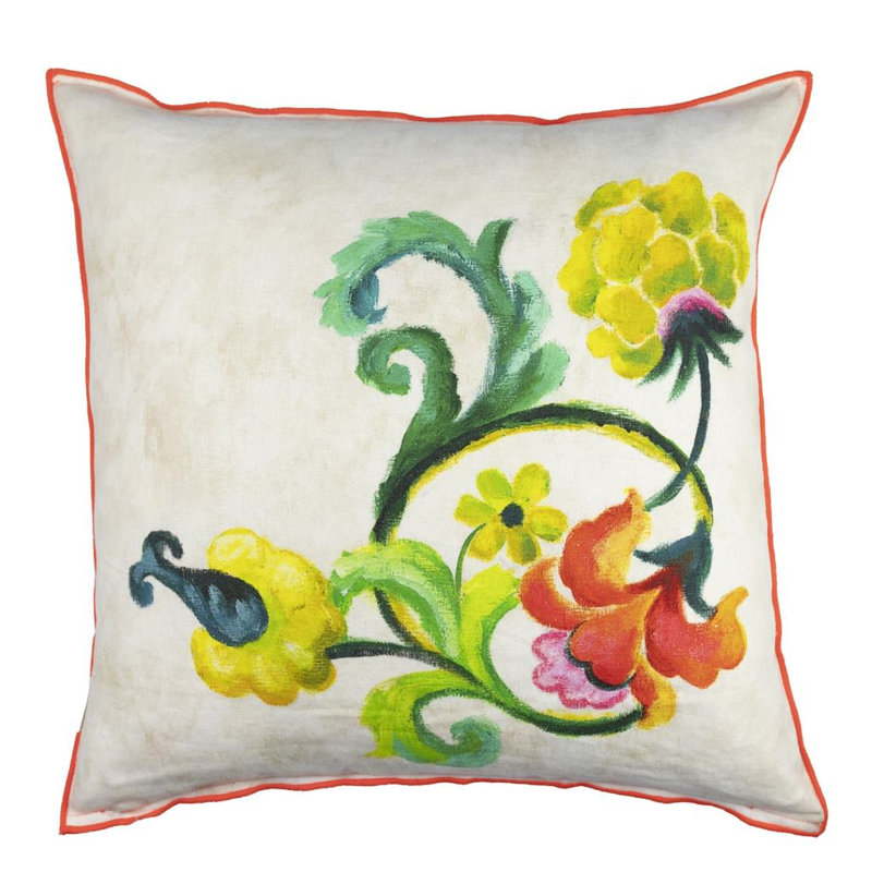 Osier Damasse Decorative Pillow, Fuchsia