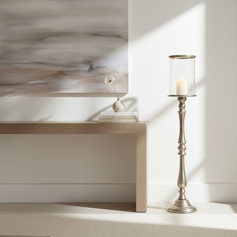 Aluminium Floor Candlestick, 113cm H x 21cm W x 21cm D