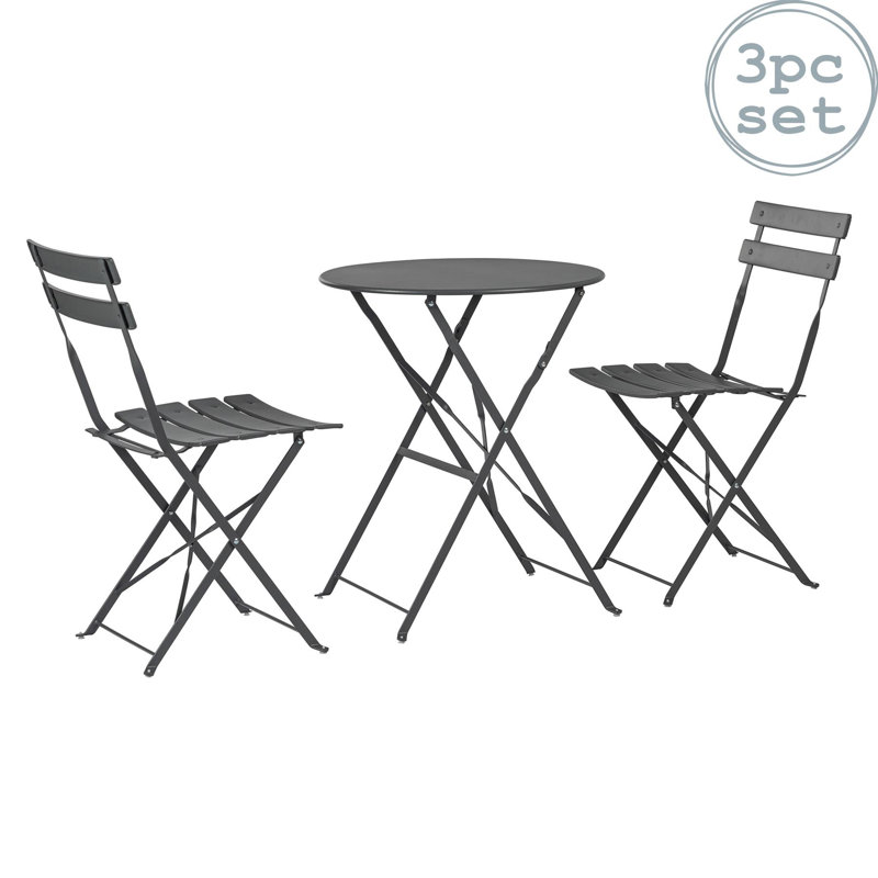 2 - Person Patio Dining Set with Round Table, Grey