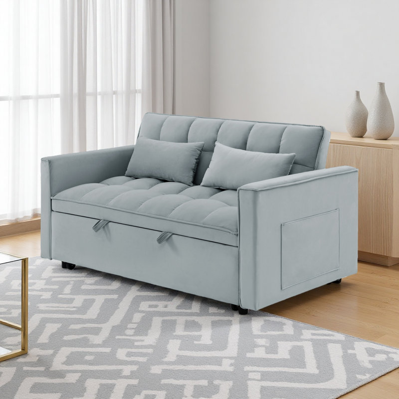 54,33 po Canapé-lit pliable polyvalent en 3 longueurs, canapé-lit moderne, canapé-lit en velours, dossier réglable