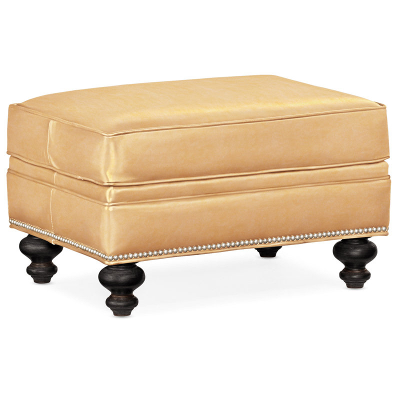 West Ottoman, Anilina Hunter Genuine Leather, Plantation, Pewter