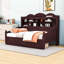 Lit de jour simple en bois 2 tiroirs avec tablettes intégrées-819231959