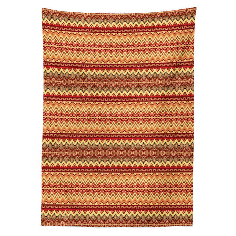 Abstract Art Design With Folk Ornament Print Tablecloth, 70" x 52"