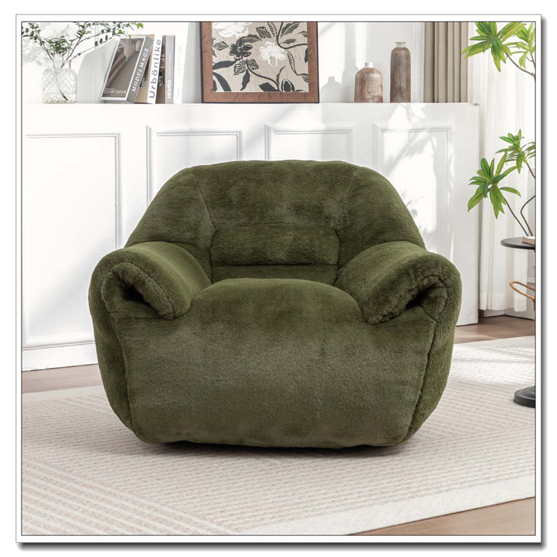Fauteuil à billes en fausse fourrure, Vert