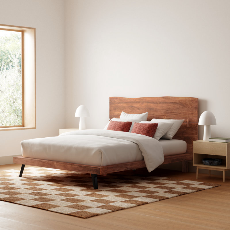 Madagascar Queen Platform Bed with Organic Edge Headboard