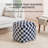 Marta 20" Navy Checkered Upholstered Pouf Ottoman-117292682