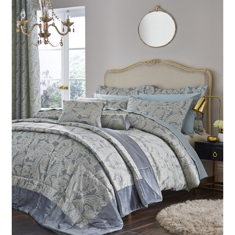 Opulent Jacquard Cushion Cover, Duck Egg