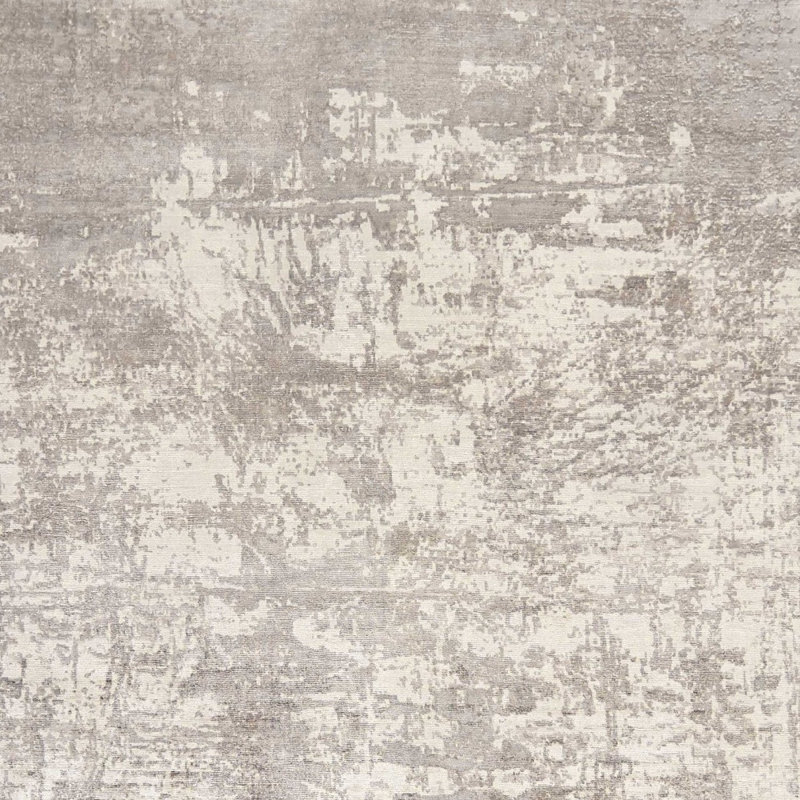 Tapis abstrait beige et ivoire tissé à la main 5 pi x 7 pi