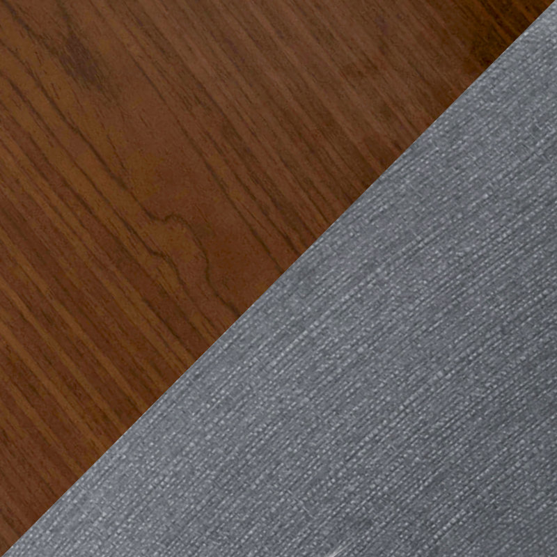 Ensemble de salle à manger moderne Mid-Century Folia Fabrizzi en bois de noyer et tissu gris par Lumisource - 7 pièces