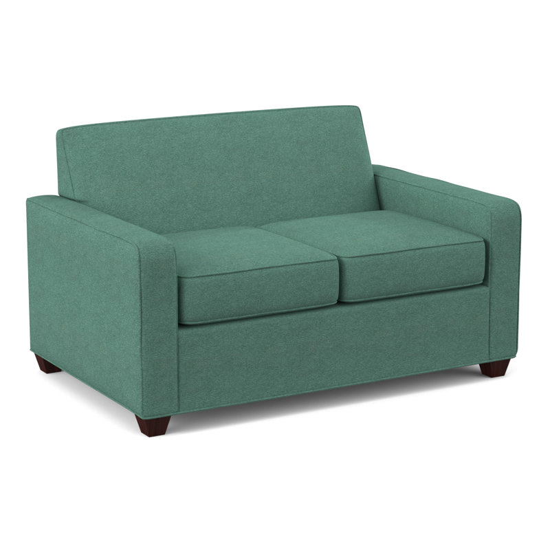 Avery 56" Square Arm Loveseat, Empire Mahogany, Antic Lagoon