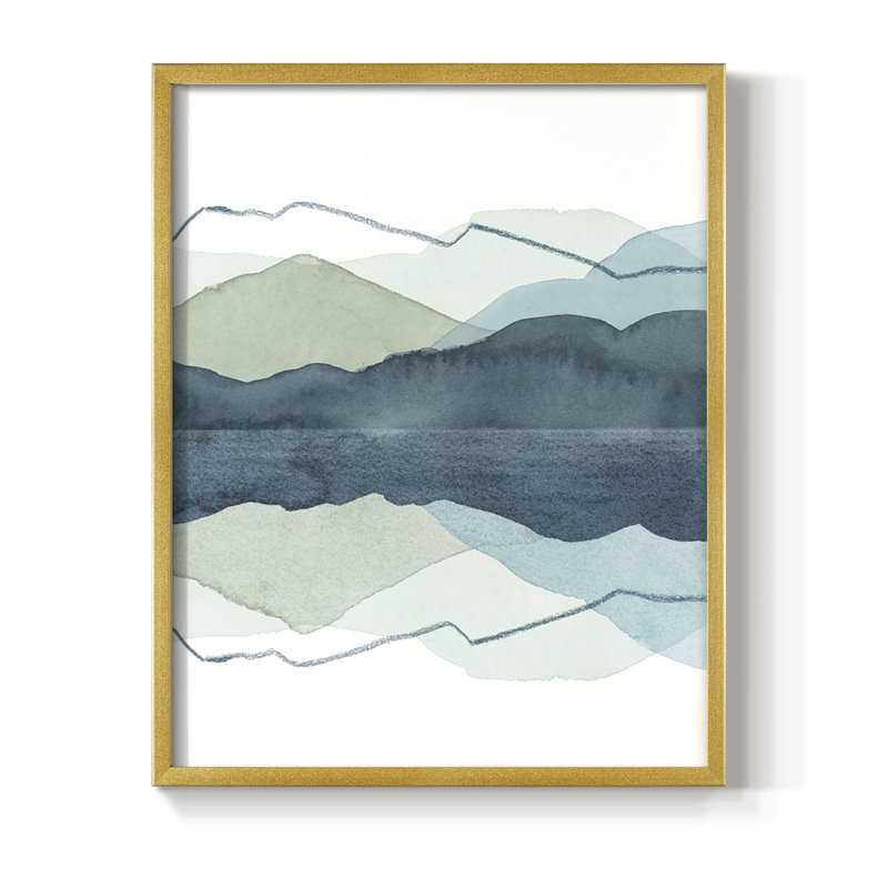 Reproduction encadrée de glaçons II - bois massif, Or, H 20 po x l 16 po