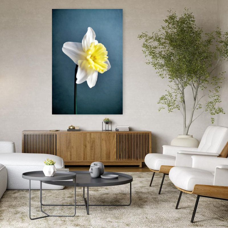 Art contemporain avec art floral, H 48 po x l 32 po
