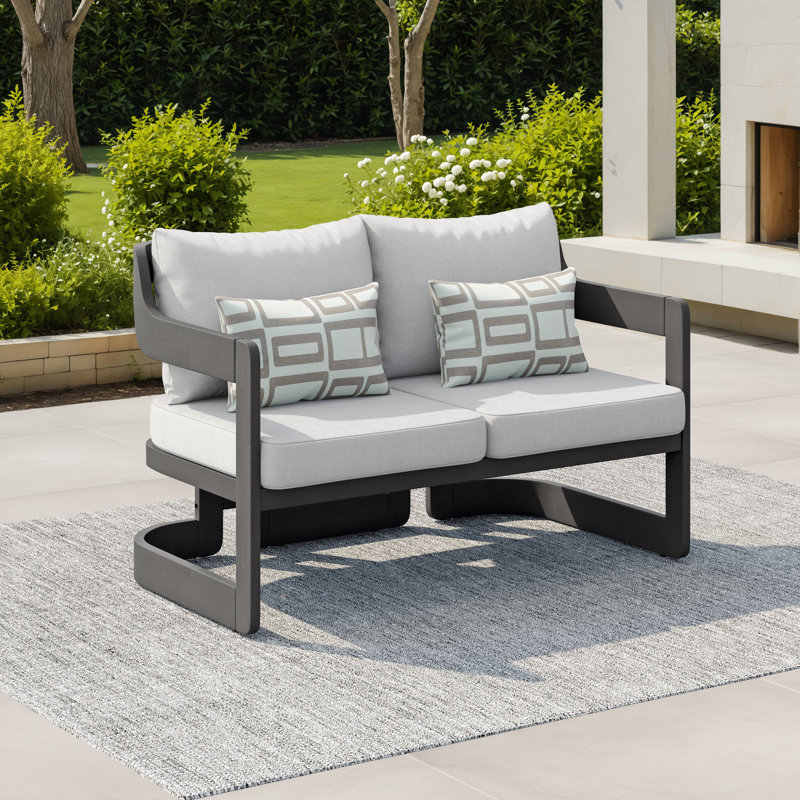 Causeuse d'extérieur en acacia avec coussins, Grey/Grey