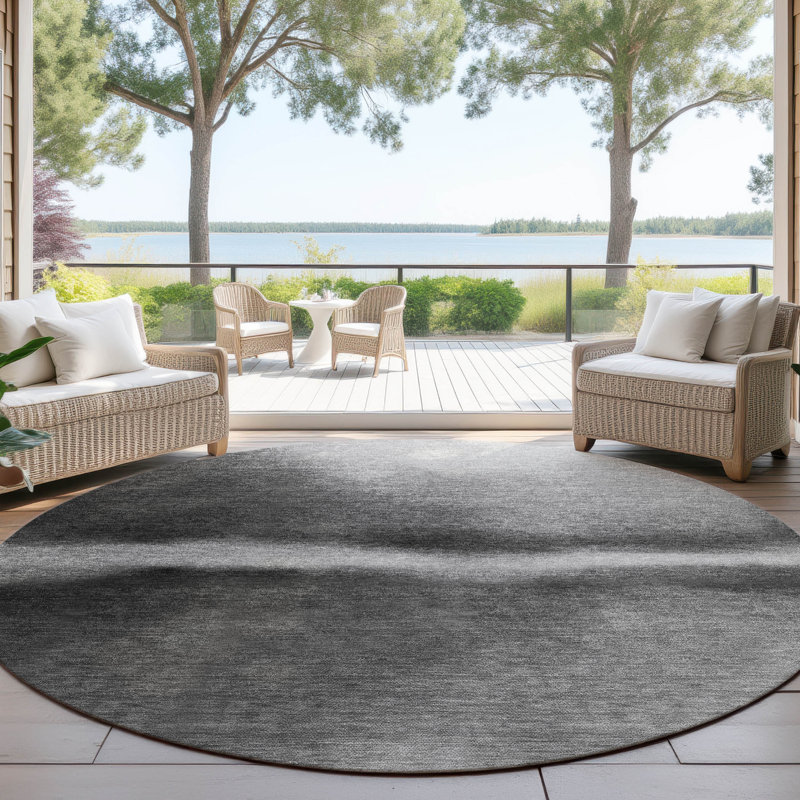 Machine Washable Indoor/Outdoor Lockway ACN2419 Abstract Rug, Round 8'