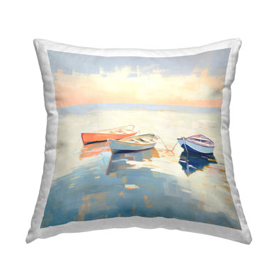 Soft Pastel Boats Decorative Printed Throw Pillow Design by Irena Orlov