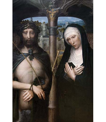 " Christ Crowned With Thorns (Ecce Homo) And The Mourning Virgin " by Adriaen Isenbrant