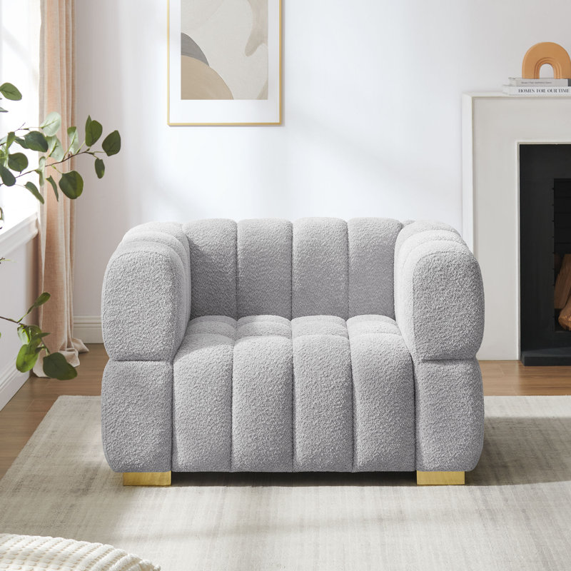Fauteuil d'appoint 47,6 po capitonné Boucle, Gris fumée