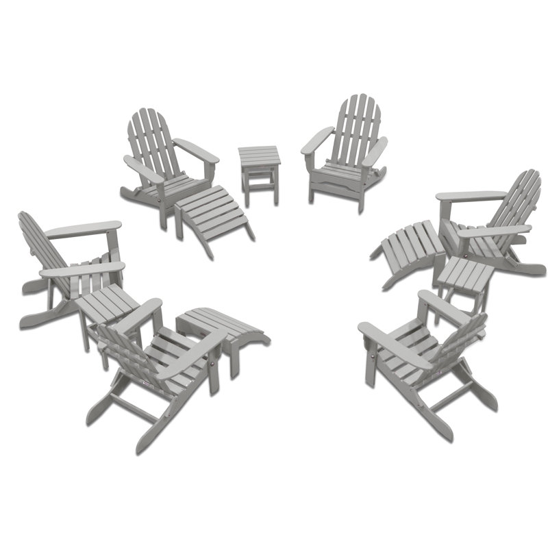 Leighton Foldable Outdoor Adirondack Set, Light Gray