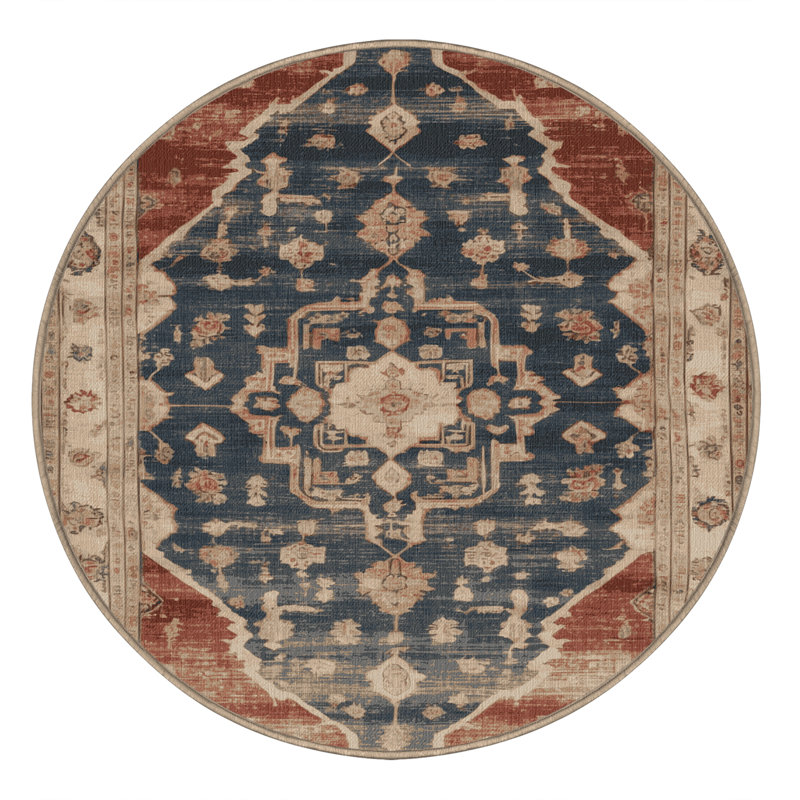 Tapis brun lavable à la machine, Rond 6 pi