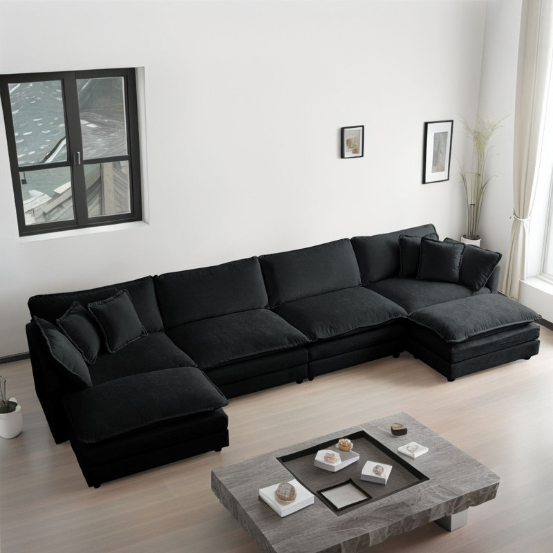 Canapé modulaire en U en chenille avec repose-pieds mobile à 2 compartiments Latitude Run, H 33 po x l 140 po x P 58 po