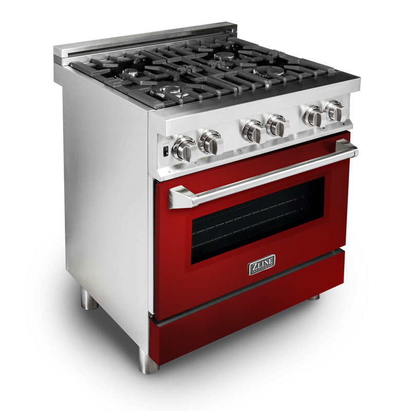 ZLINE 30" Legacy Dual Fuel Range, Red Gloss Stainless Steel
