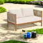 Ensemble de canapés de patio 4 pièces Modern, corde en bois d'acacia, aspect teck pour la maison