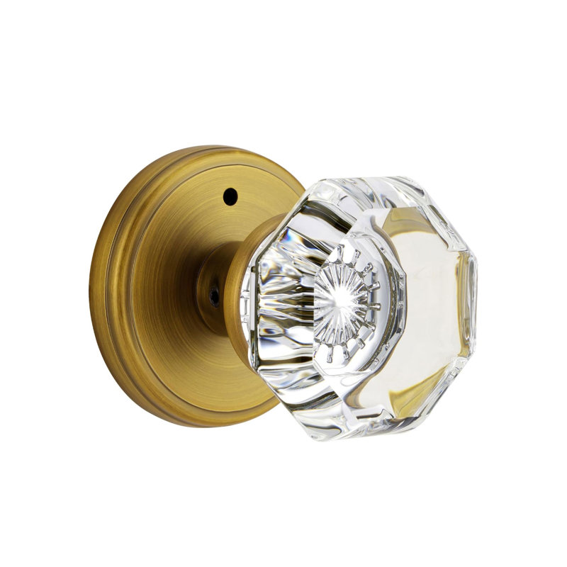 Boutons de porte d'intimité en cristal Coolnews Modern Grace Series, Laiton antique